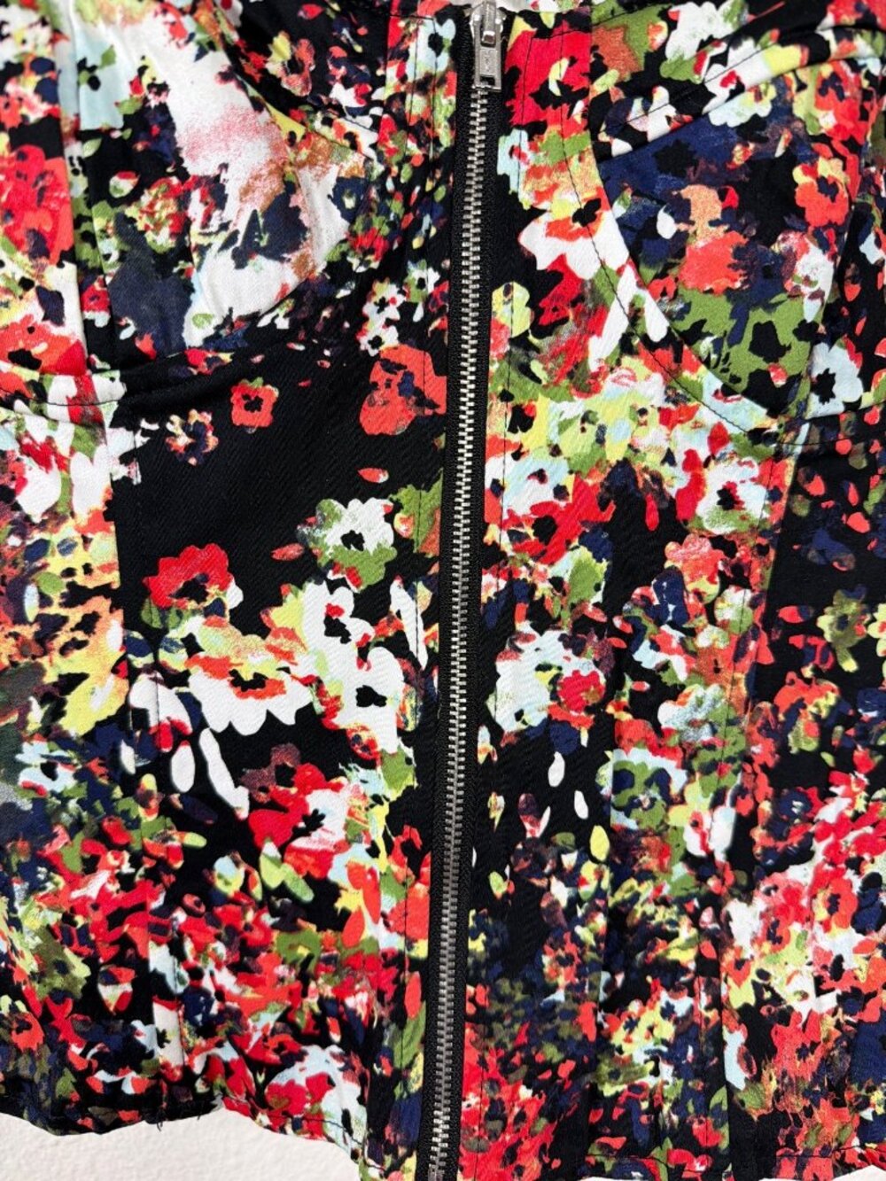 NWOT Allen B Floral Bustier Corset Top Front Zip Crisscross Back Crop Size 8 - Picture 5 of 11